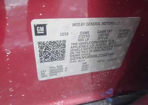 2020 Cadillac Xt5 Awd Sport from USA, damaged, VIN 1GYKNGRS3LZ152744